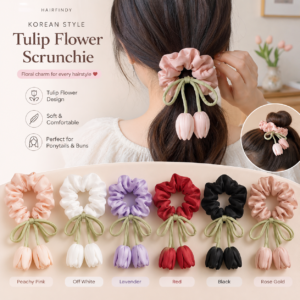 Korean Style Tulip Flower Scrunchie