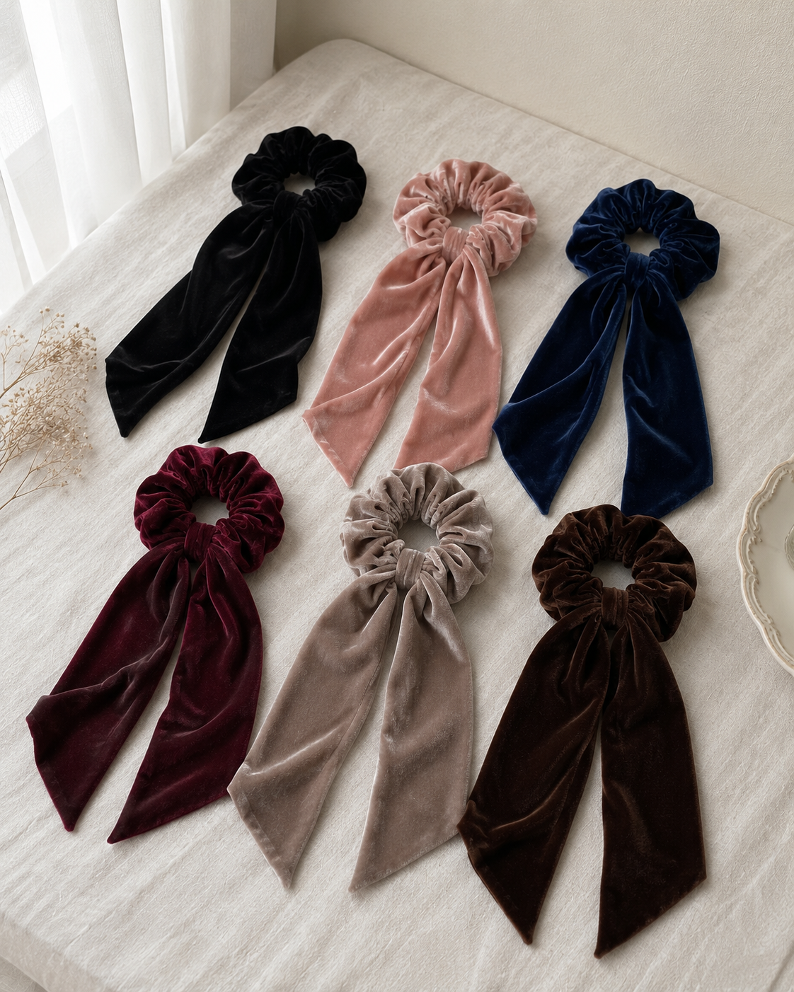 Velvet Scrunchies with long tail - Image 2