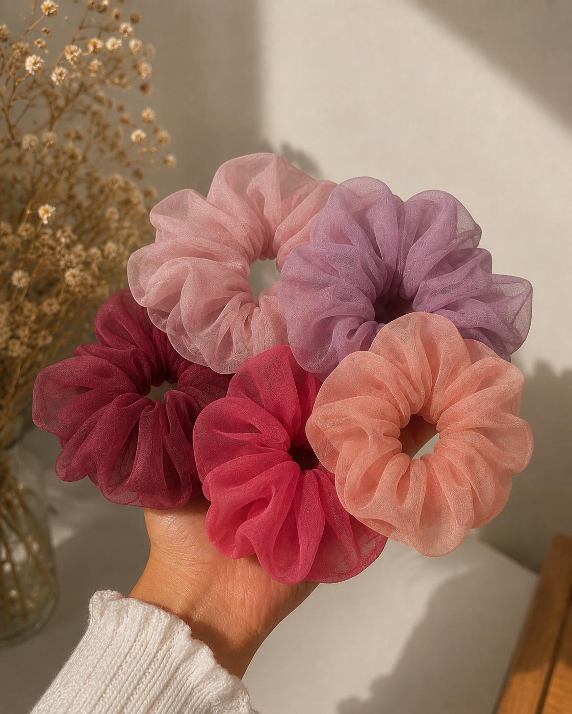 Beautiful Premium Chiffon Hair Scrunchies - Image 3