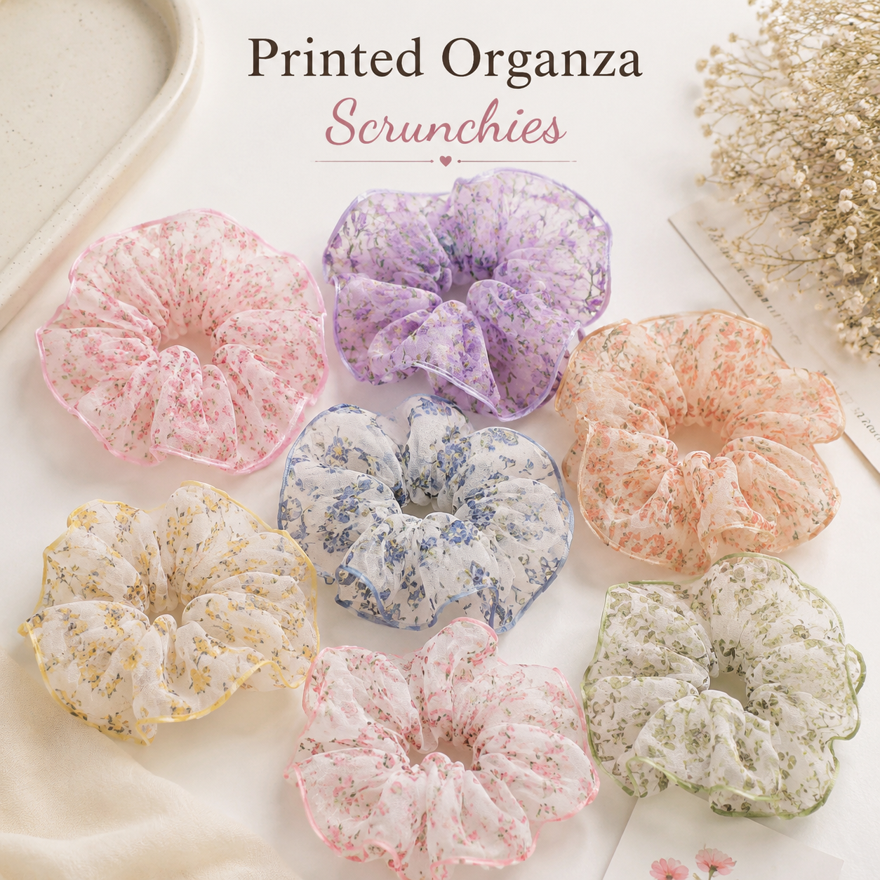 Premium Printed Organza Scrunchies