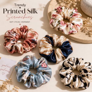 Trendy Printed Silk Scrunchies