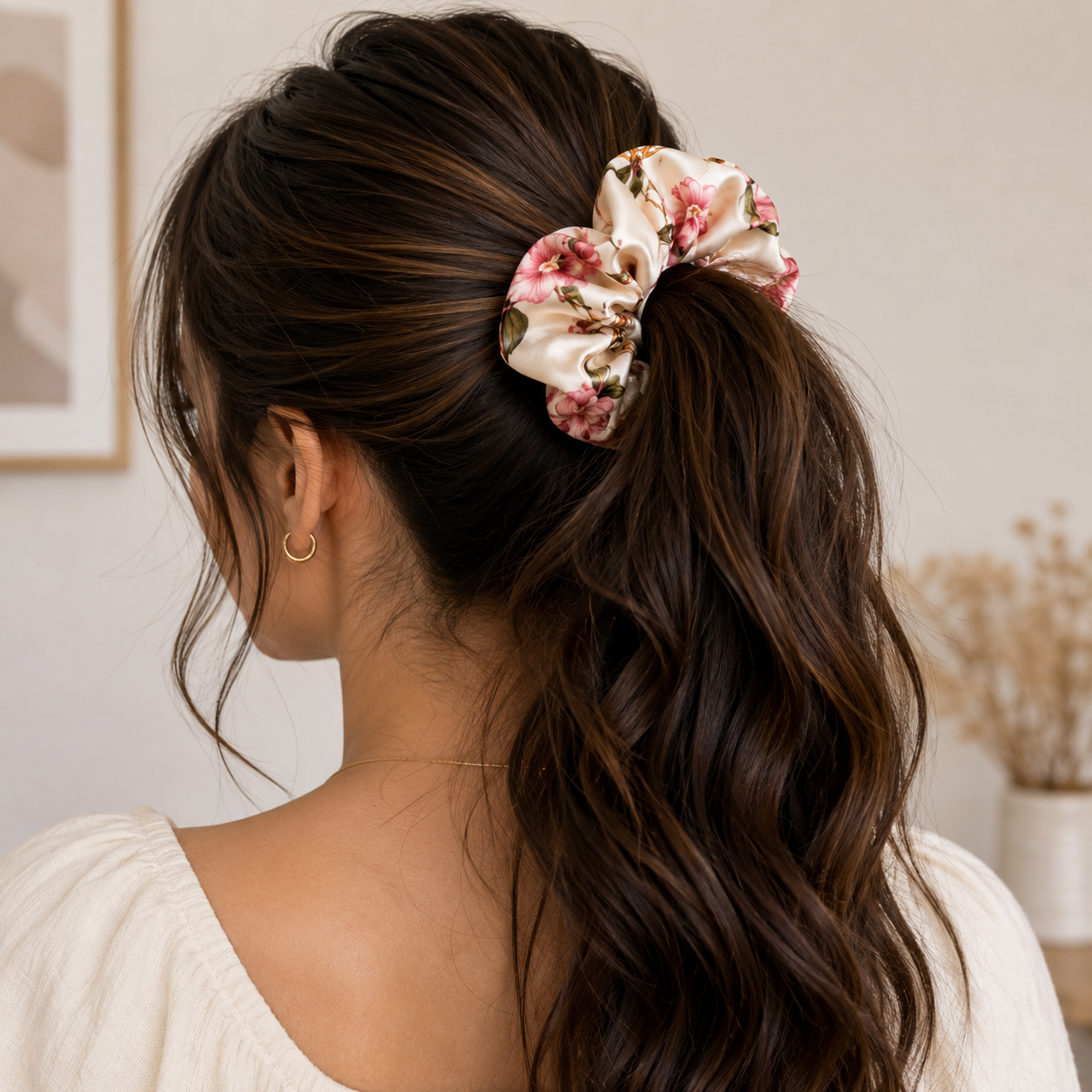 Trendy Printed Silk Scrunchies - Image 2