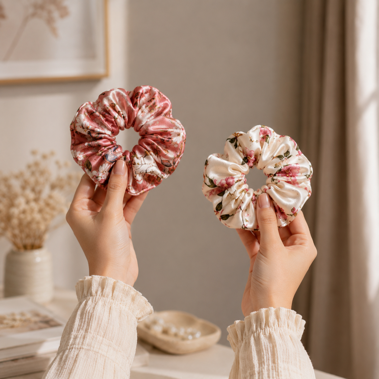 Trendy Printed Silk Scrunchies - Image 3