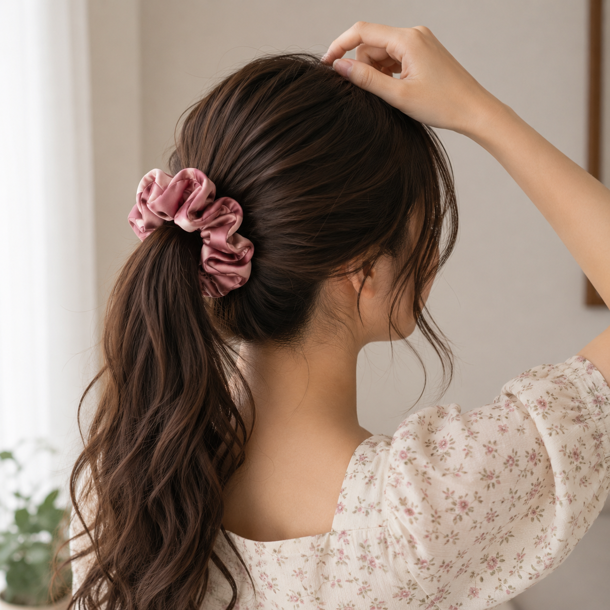 Premium Printed Satin Hair Scrunchie - Image 3