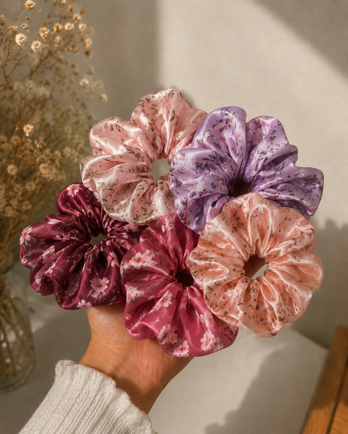 Premium Printed Satin Hair Scrunchie - Image 5
