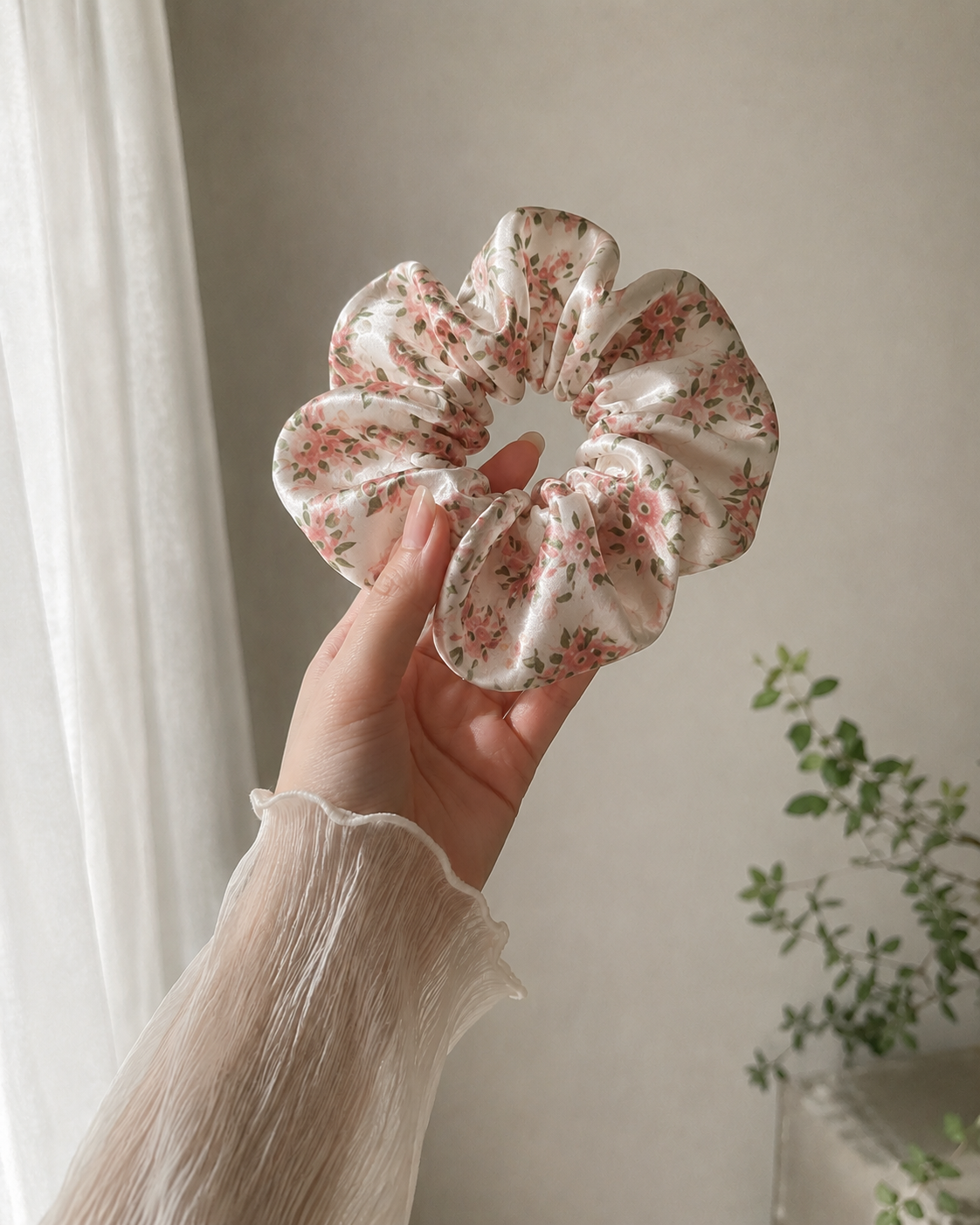 Premium Printed Satin Hair Scrunchie - Image 6