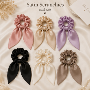 Premium Satin Scrunchies with Tail