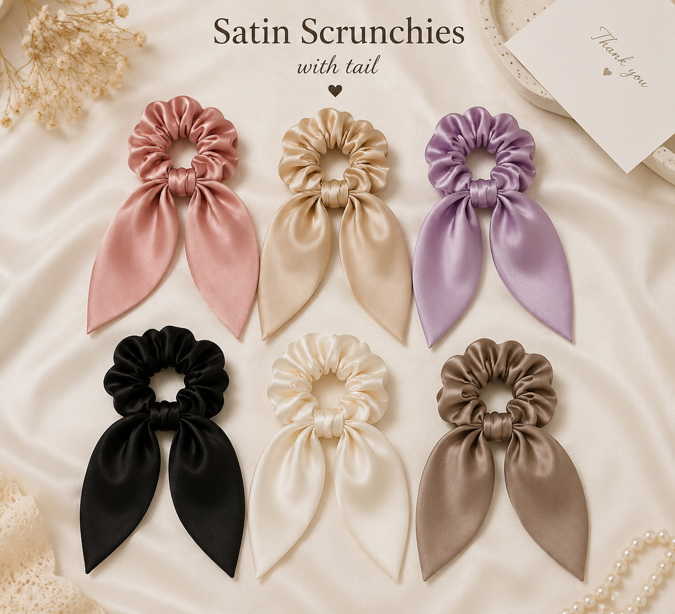 Premium Satin Scrunchies with Tail