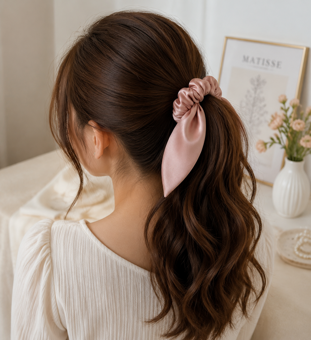 Premium Satin Scrunchies with Tail - Image 2
