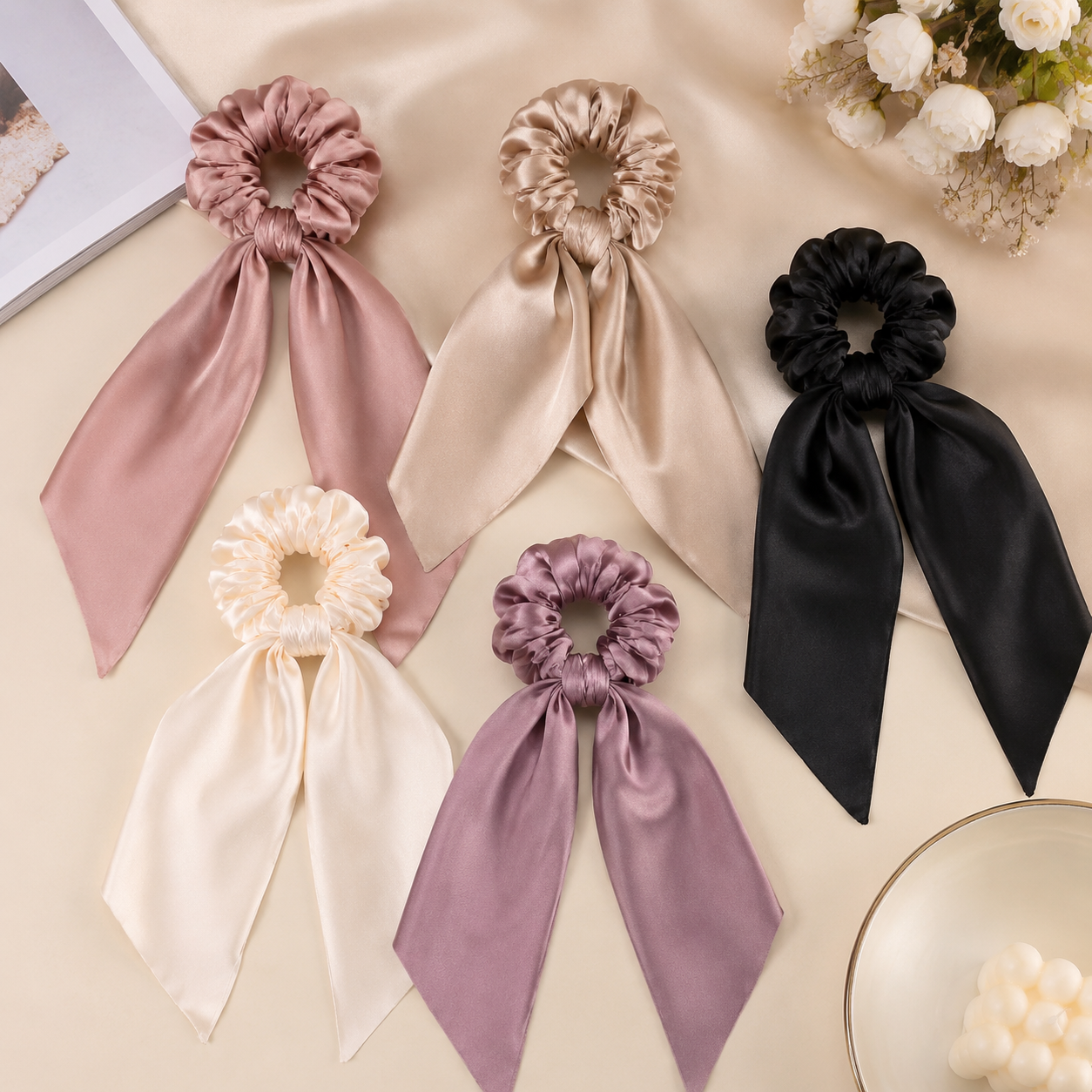 Premium Satin Scrunchies with Tail - Image 5