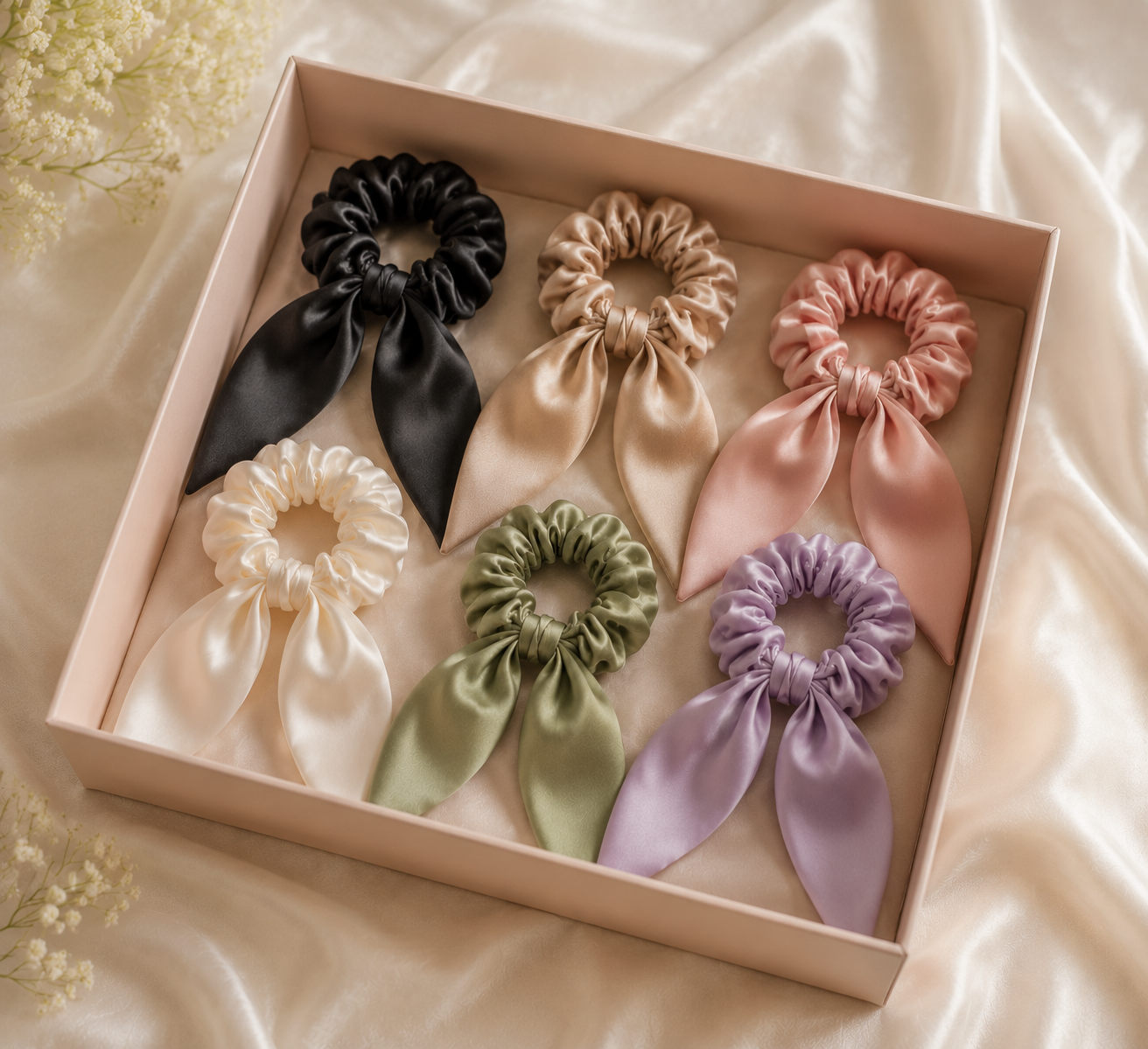 Premium Silk Scrunchies with Tail - Image 2