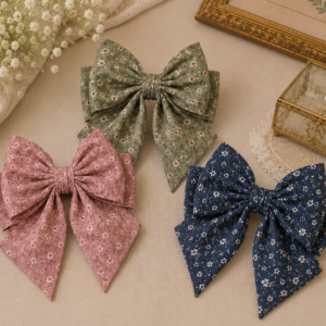 Premium Printed Cotton Floral Hair Bow Clip