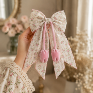 Premium Printed Cotton Tulip Hair Bow Clip