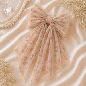 Printed Tulle Hair Bow Clip