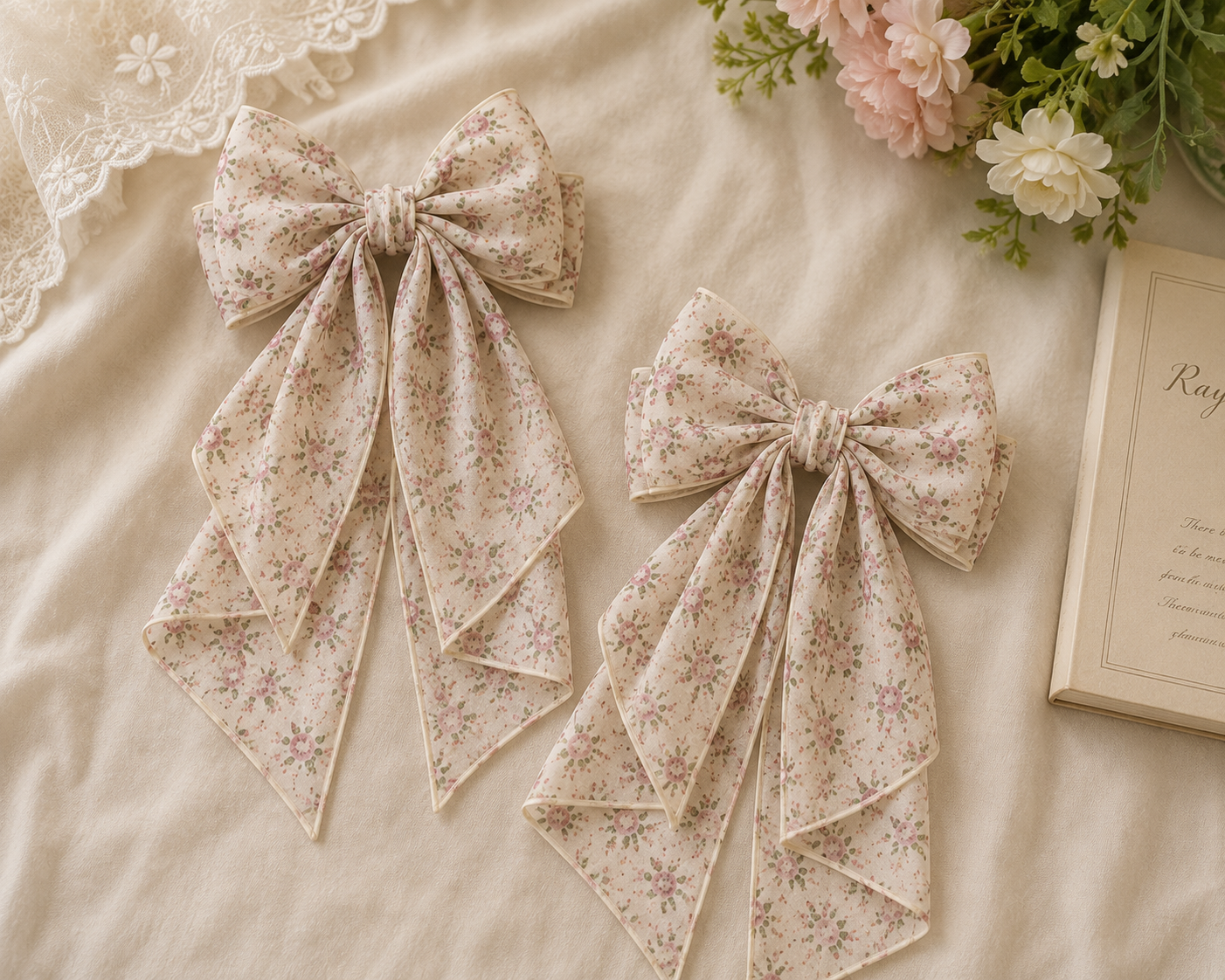 Premium Printed Ribbon Hair Bow Clip - Image 2