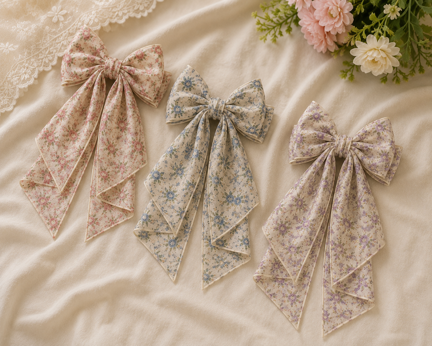 Premium Printed Ribbon Hair Bow Clip