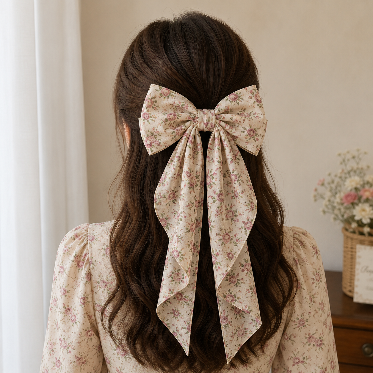 Premium Printed Ribbon Hair Bow Clip - Image 4