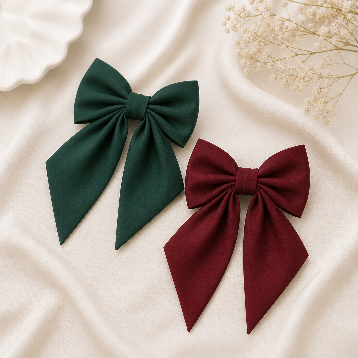 Elegant Simple Fabric Ribbon Hair Bow Clip - Image 4