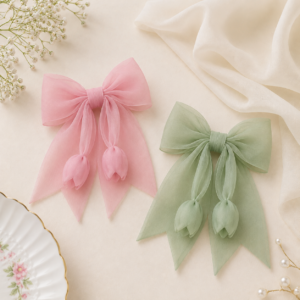 Elegant Chiffon Tulip Bow Hair Clip