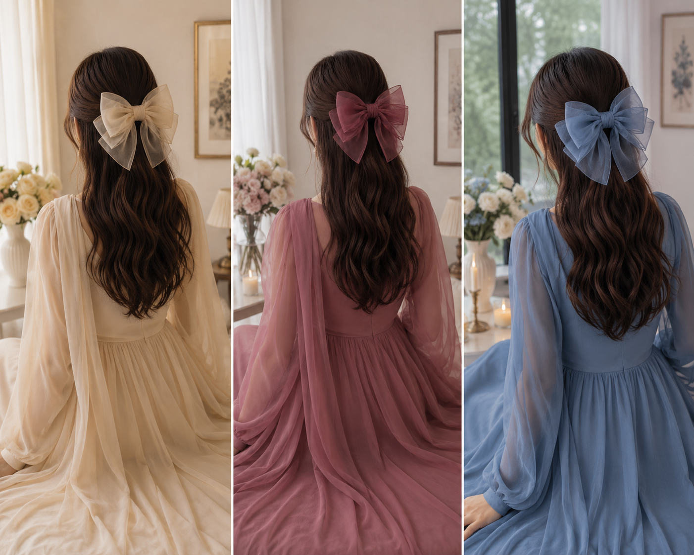 Elegant Chiffon Hair Bow Set - Image 2