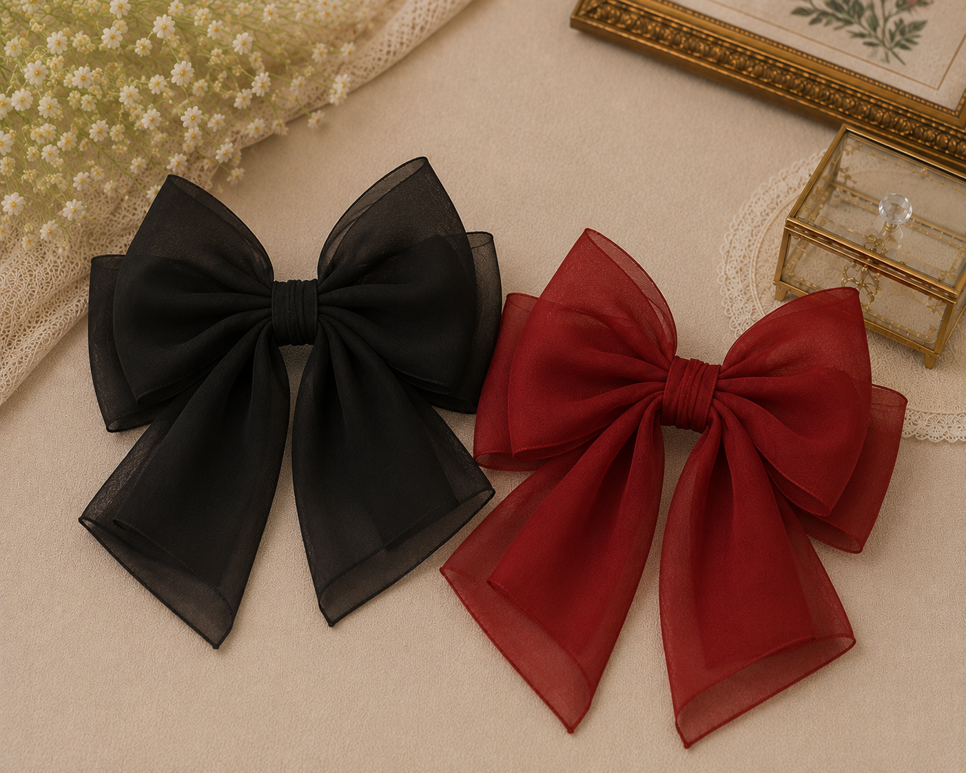 Elegant Chiffon Hair Bow Set