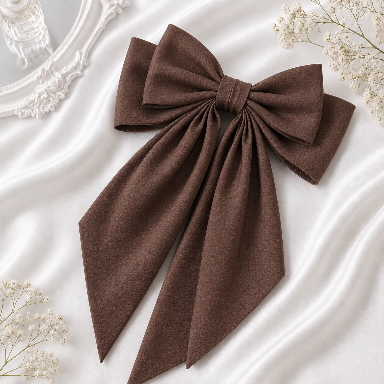 Premium Cotton Long Tail Hair Bow Clip - Image 2