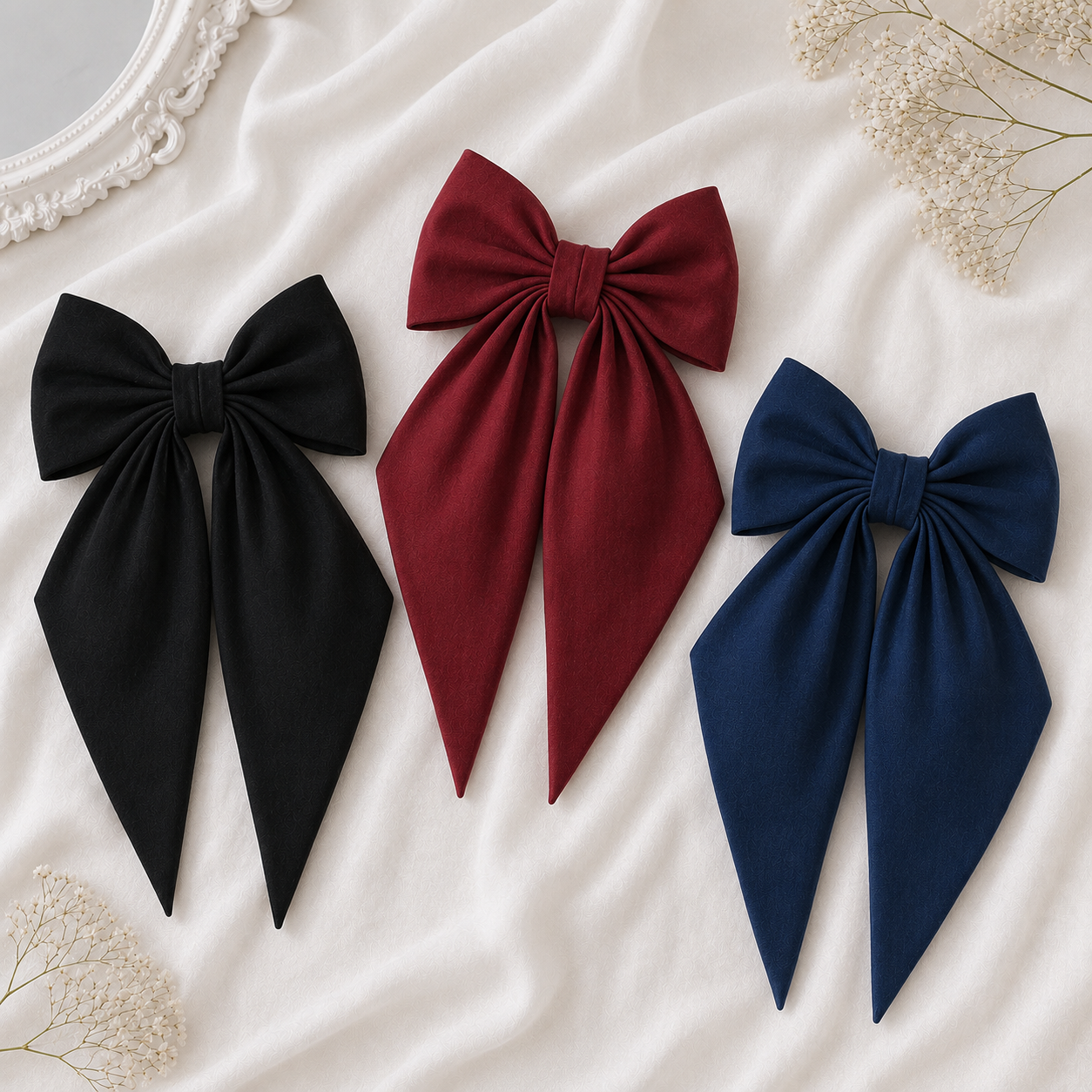 Premium Cotton Long Tail Hair Bow Clip - Image 3