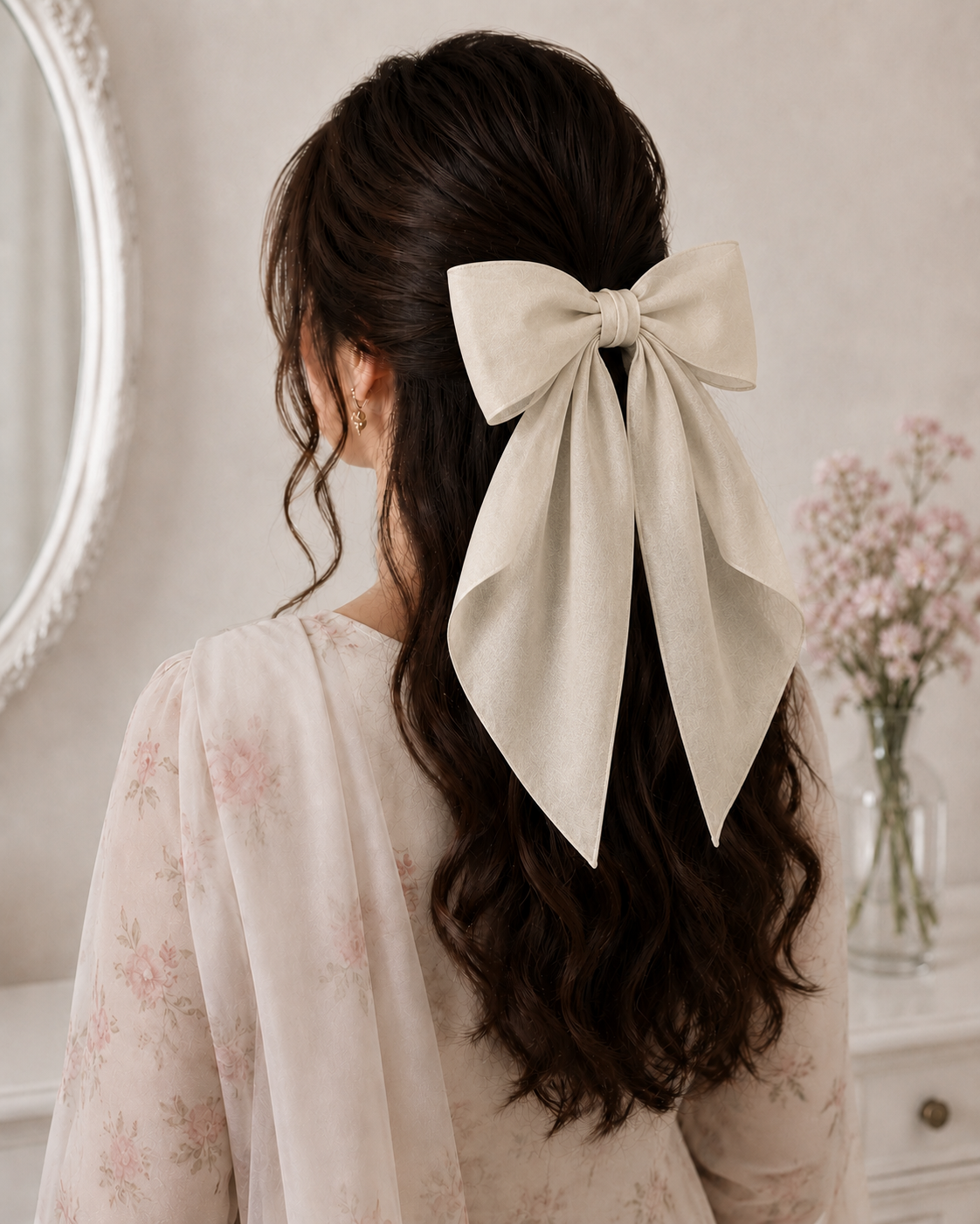 Premium Cotton Long Tail Hair Bow Clip