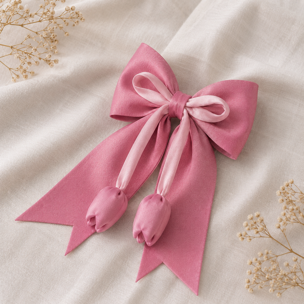 Soft Cotton Tulip Hair Bow Clip for Girls