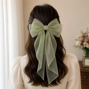 Organza Hair Bow Clip for Women & Girls