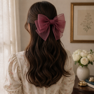 Luxury Organza Hair Bow Clip for Women & Girls