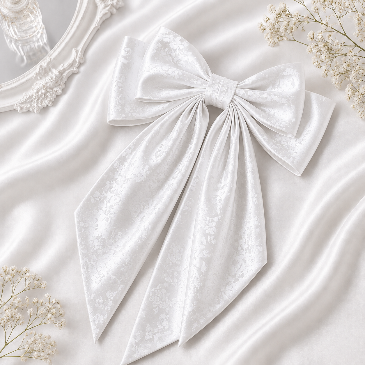 Luxury Printed Silk Hair Bow for Women & Girls