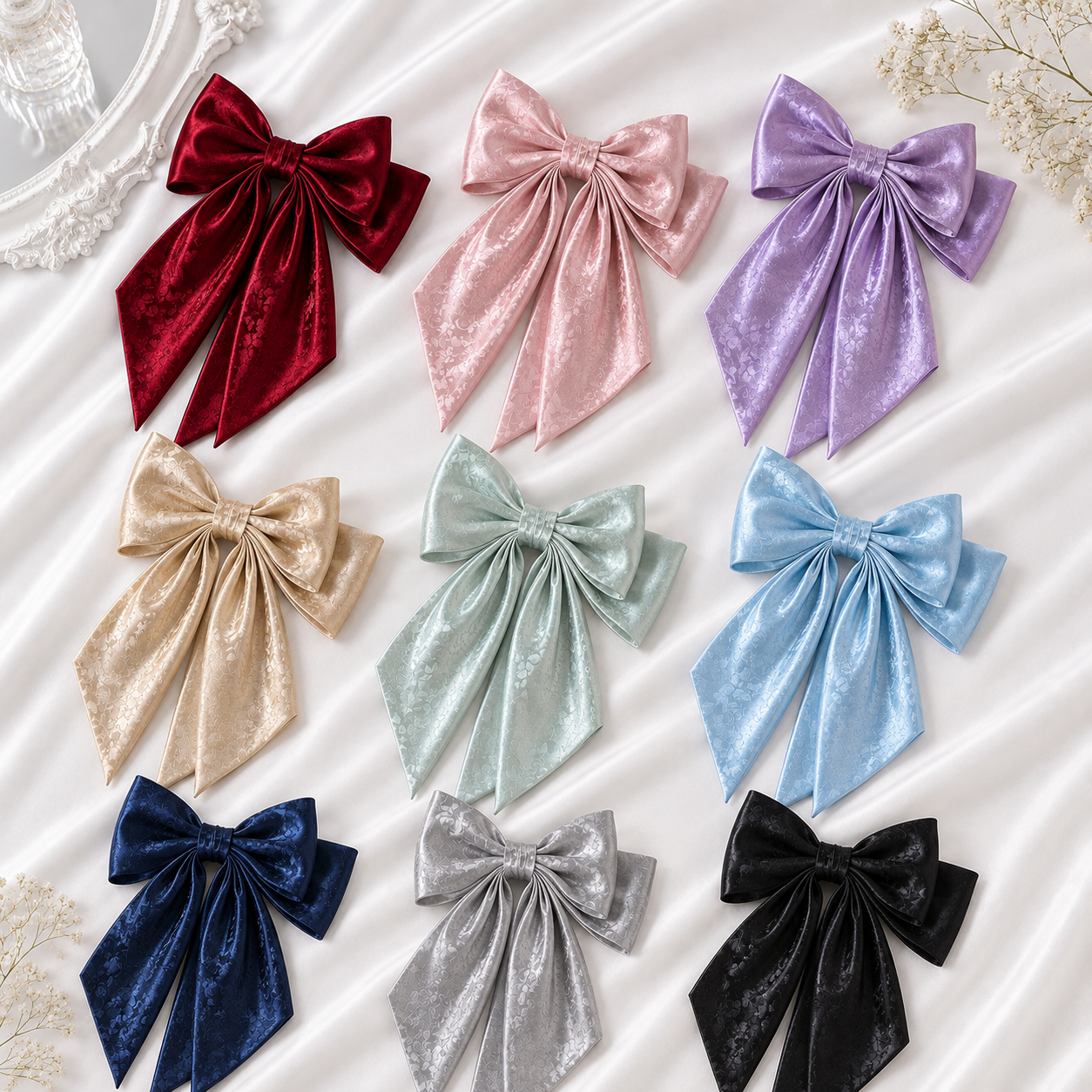 Luxury Printed Silk Hair Bow for Women & Girls - Image 2