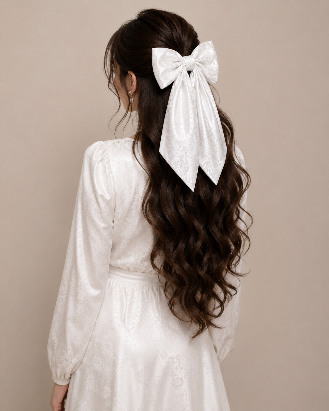 Luxury Printed Silk Hair Bow for Women & Girls - Image 3