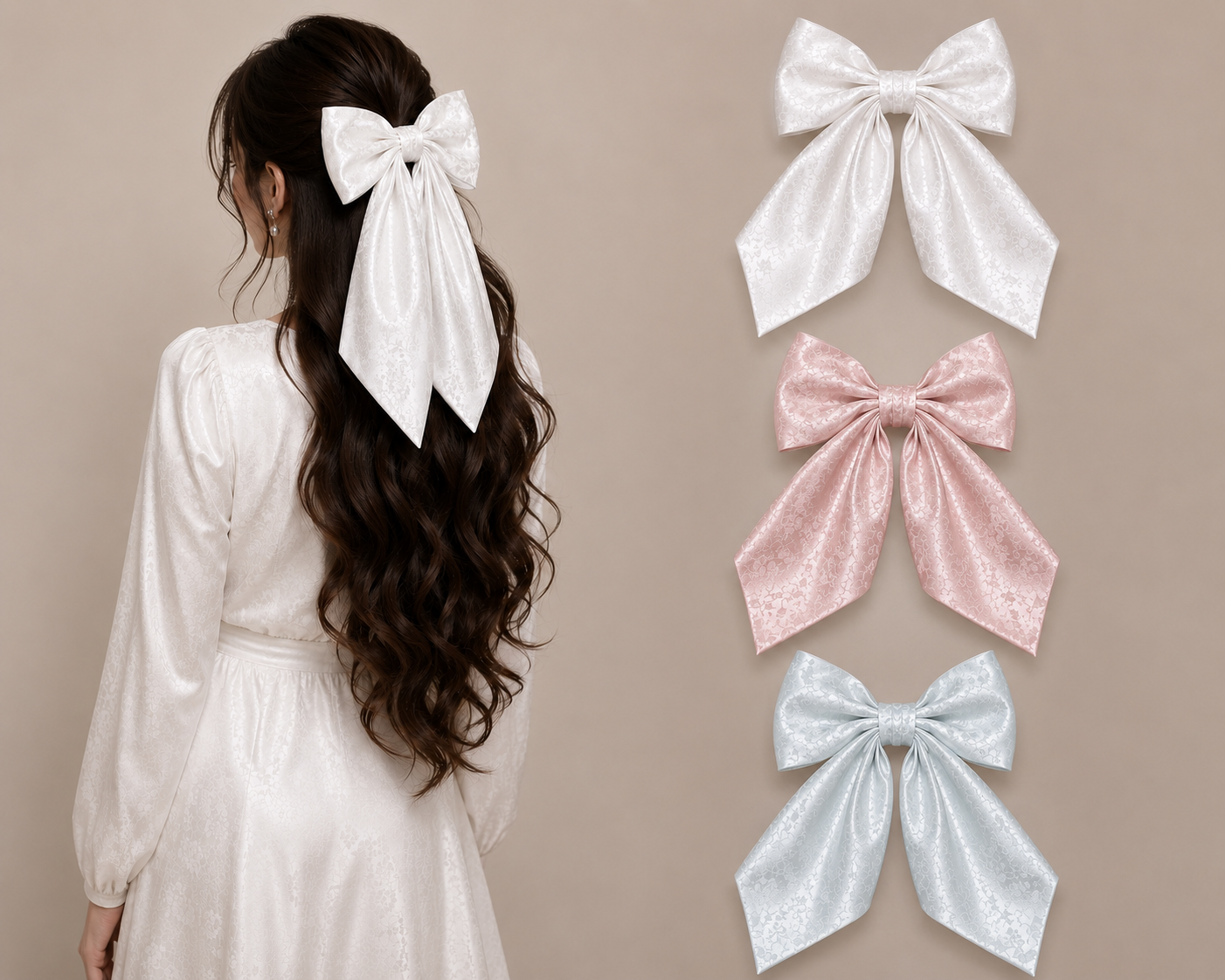 Luxury Printed Silk Hair Bow for Women & Girls - Image 4