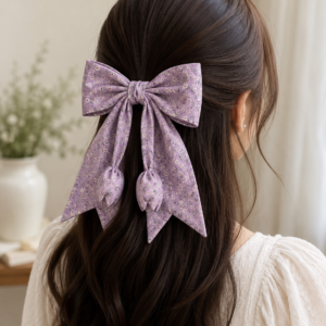 Printed Fabric Ribbon Hair Bow Clip