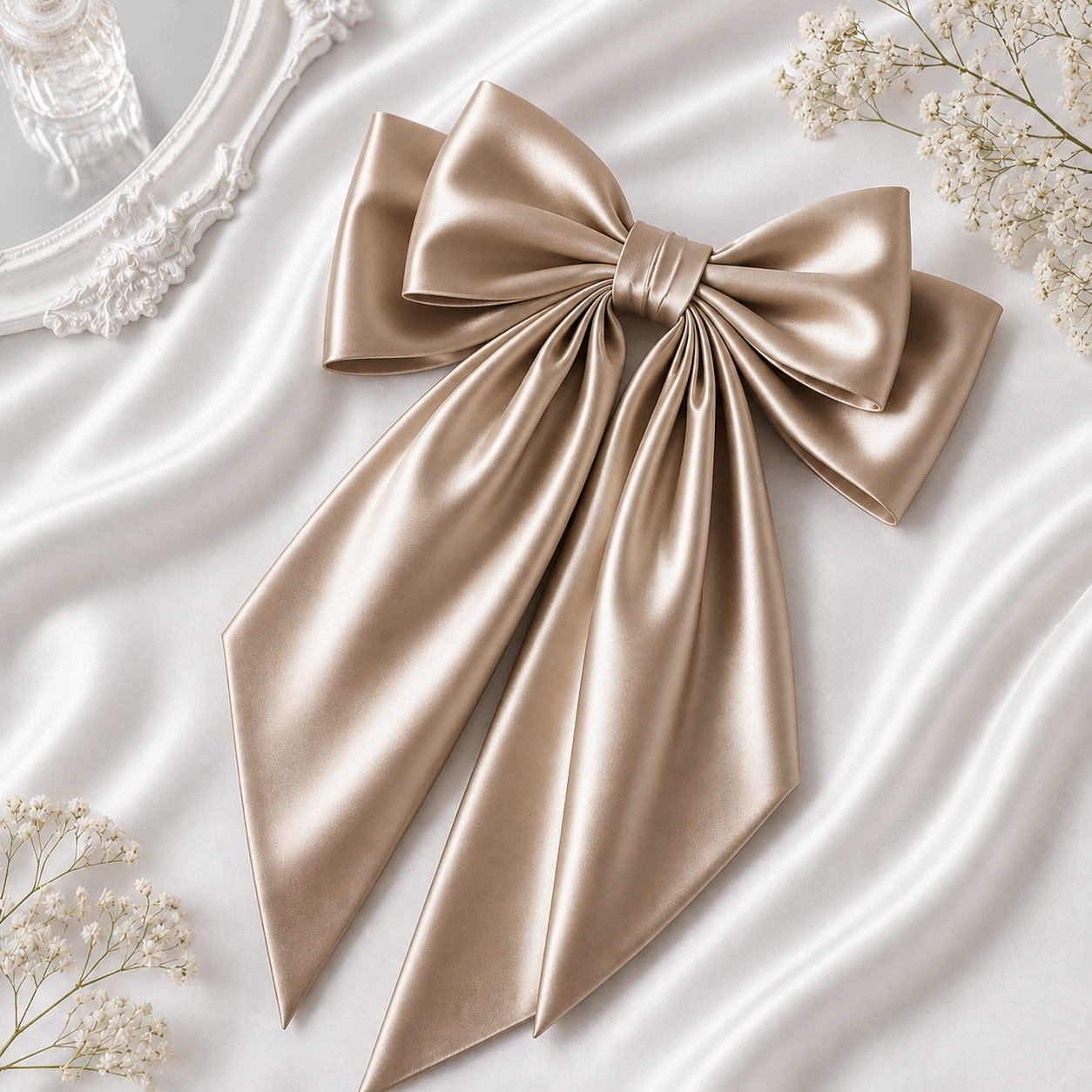 Luxury Satin Hair Bow with Long Tail - Image 2