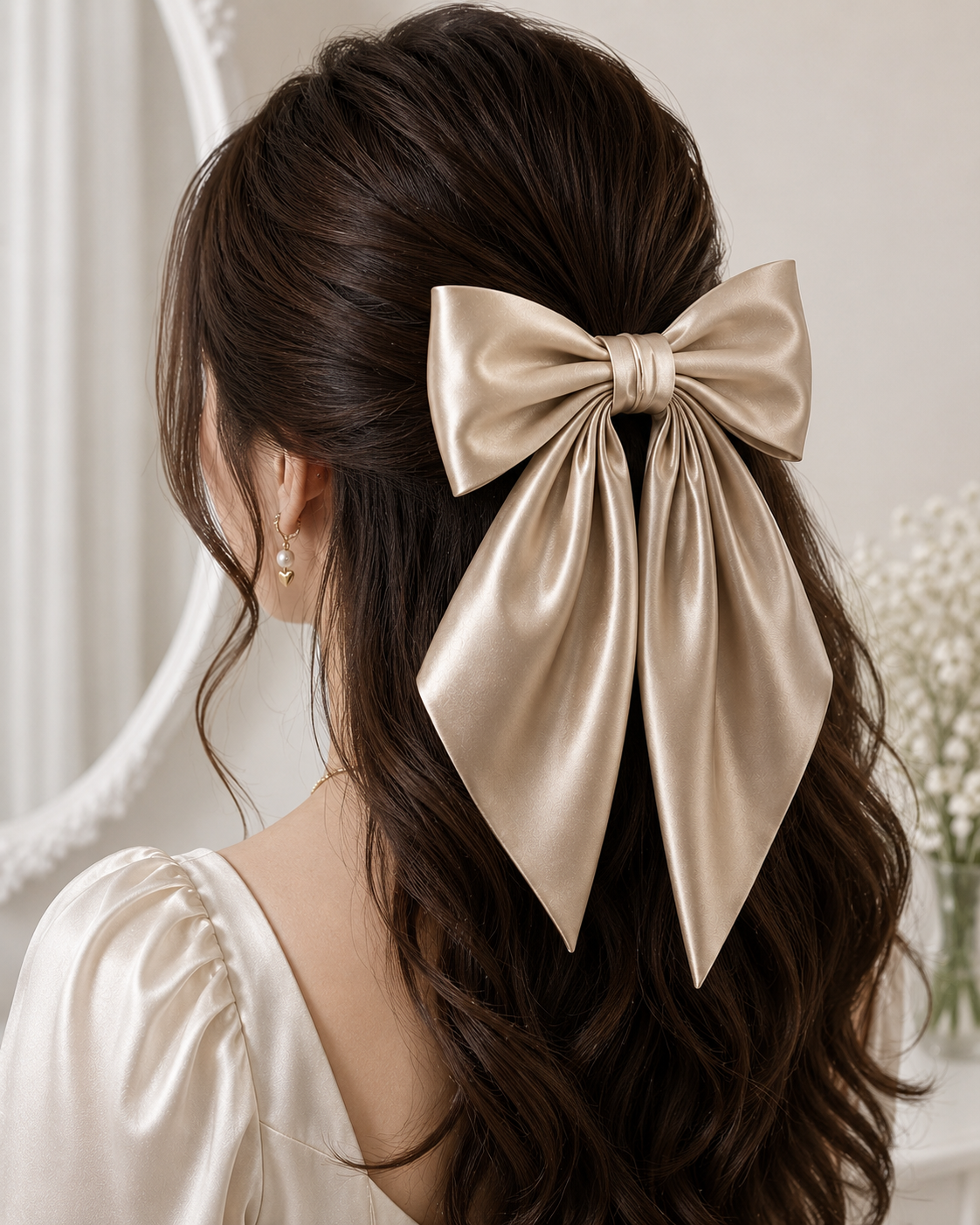 Luxury Satin Hair Bow with Long Tail