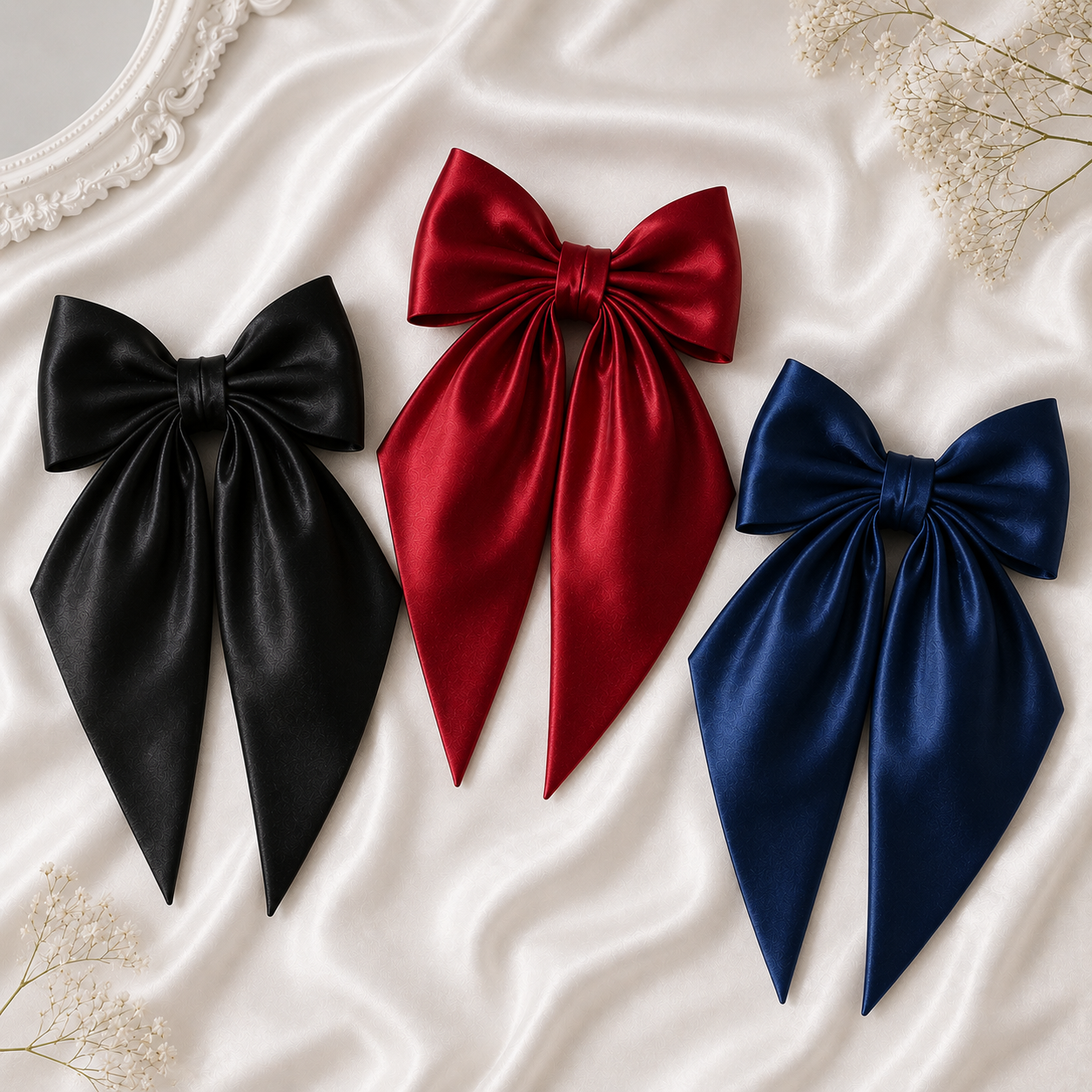 Luxury Satin Hair Bow with Long Tail - Image 4