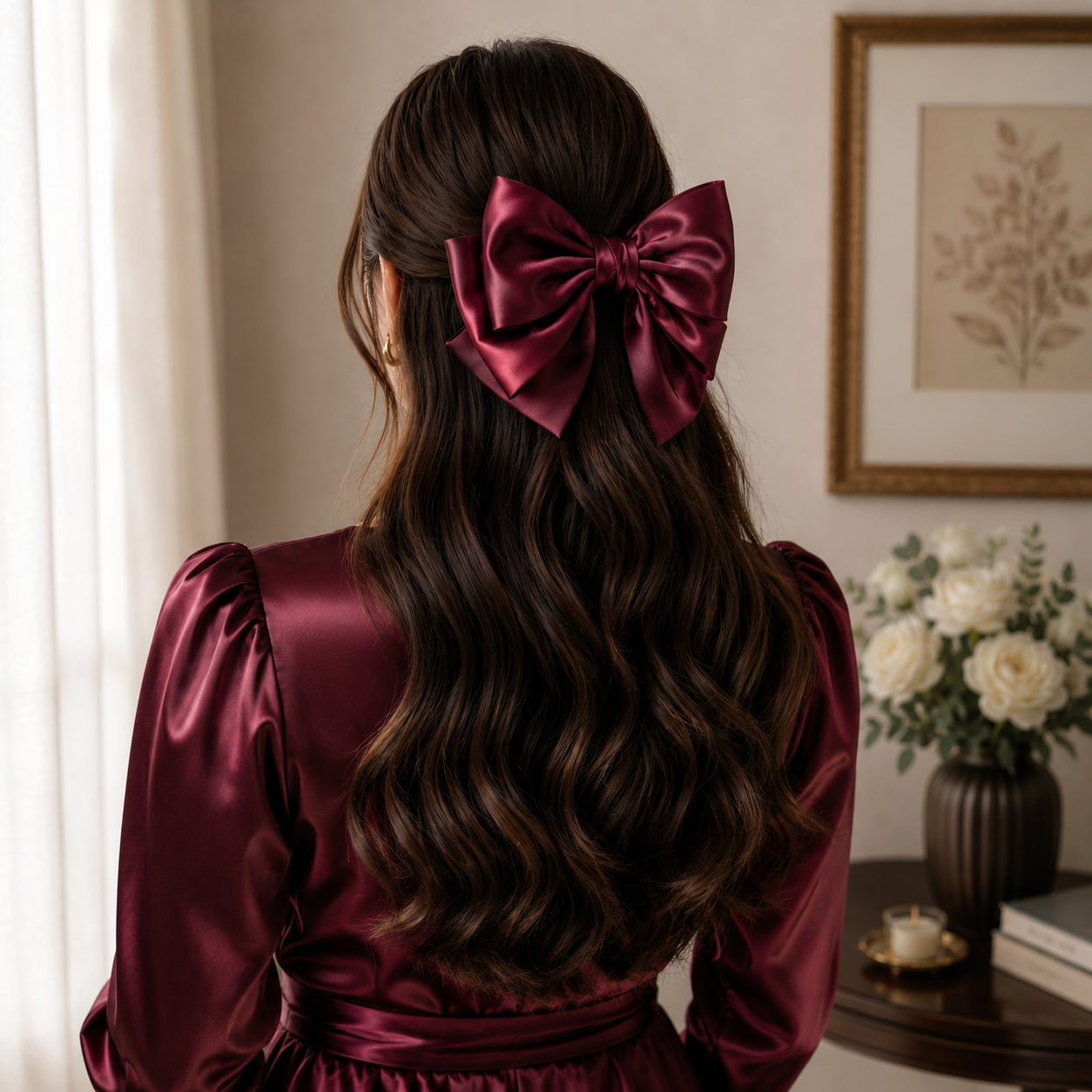 Luxury Satin Hair Bow Clip for Women