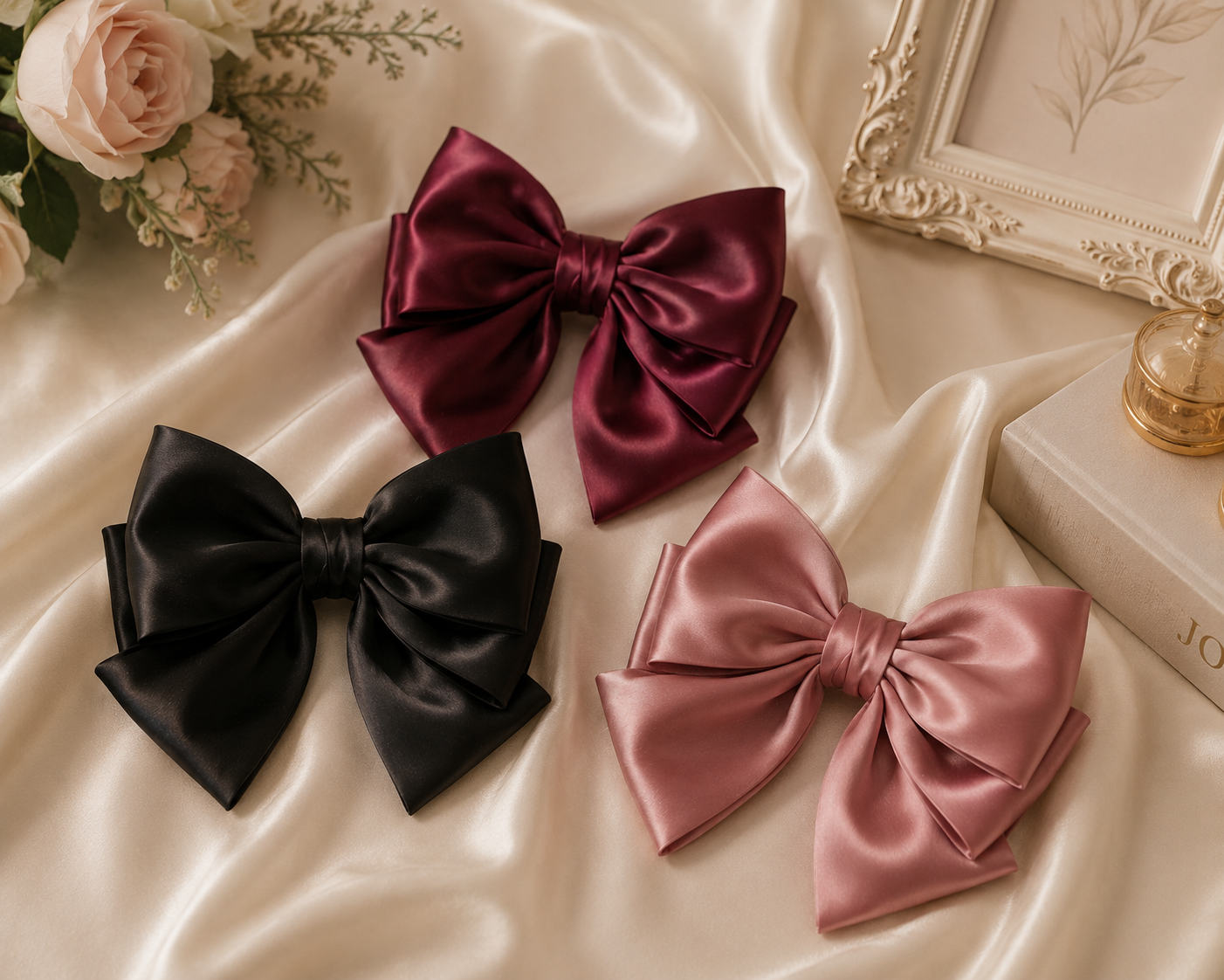 Luxury Satin Hair Bow Clip for Women - Image 2