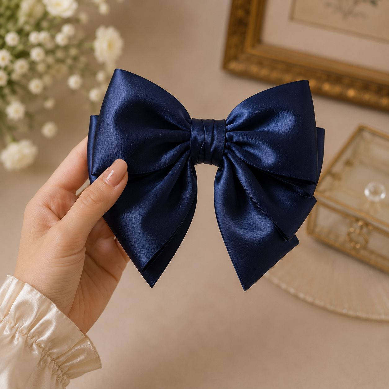 Luxury Satin Hair Bow Clip for Women - Image 4
