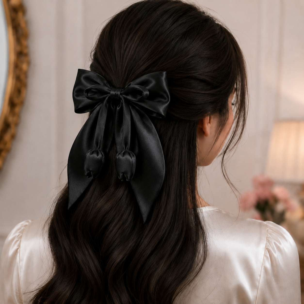 Premium Satin Tulip Hair Bow Clip - Image 4