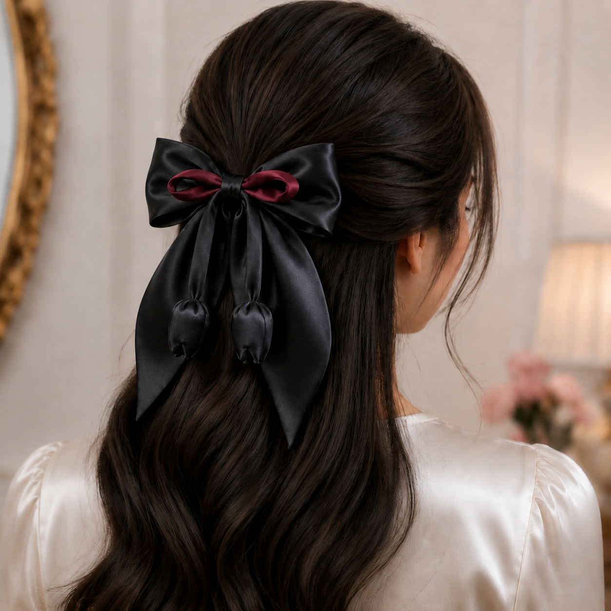 Premium Satin Tulip Hair Bow Clip - Image 5