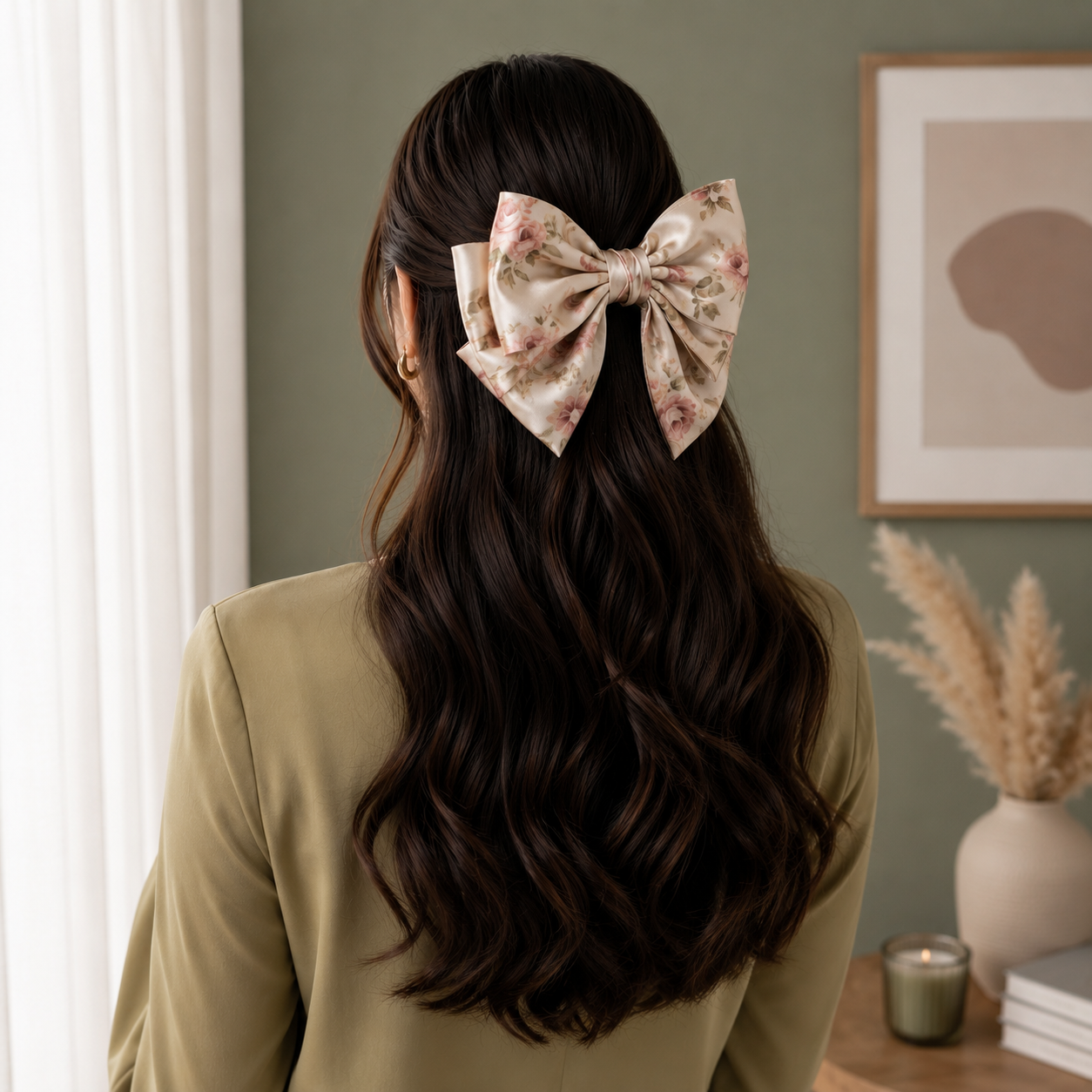 Premium Printed Satin Hair Bow for Girls & Women - Image 2