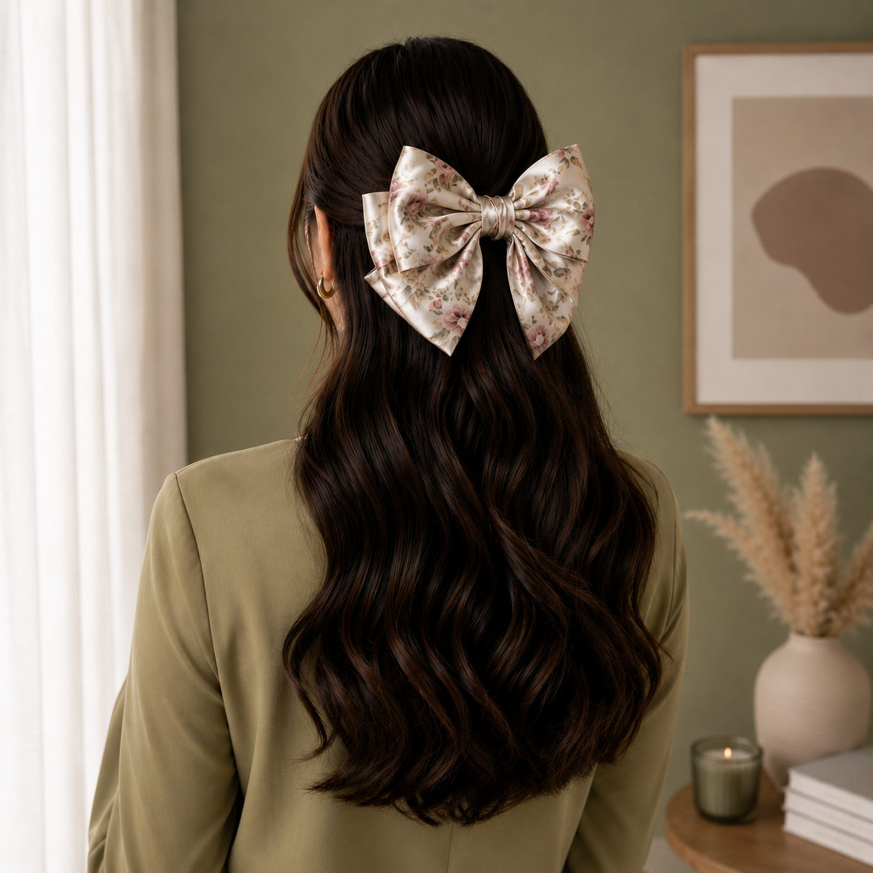 Premium Printed Satin Hair Bow for Girls & Women - Image 3