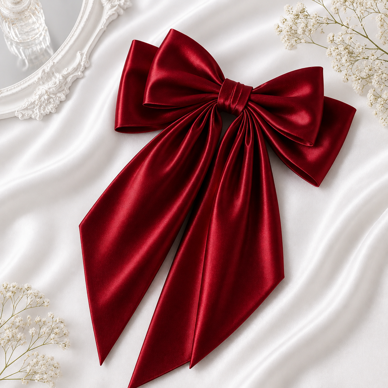 Luxury Oversized Silk Hair Bow with Long Tails - Image 4