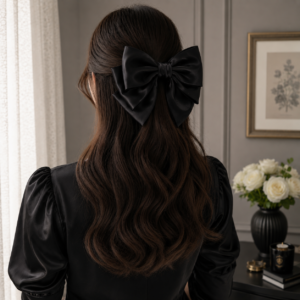 Premium Silk Hair Bow Clips for Women & Girls