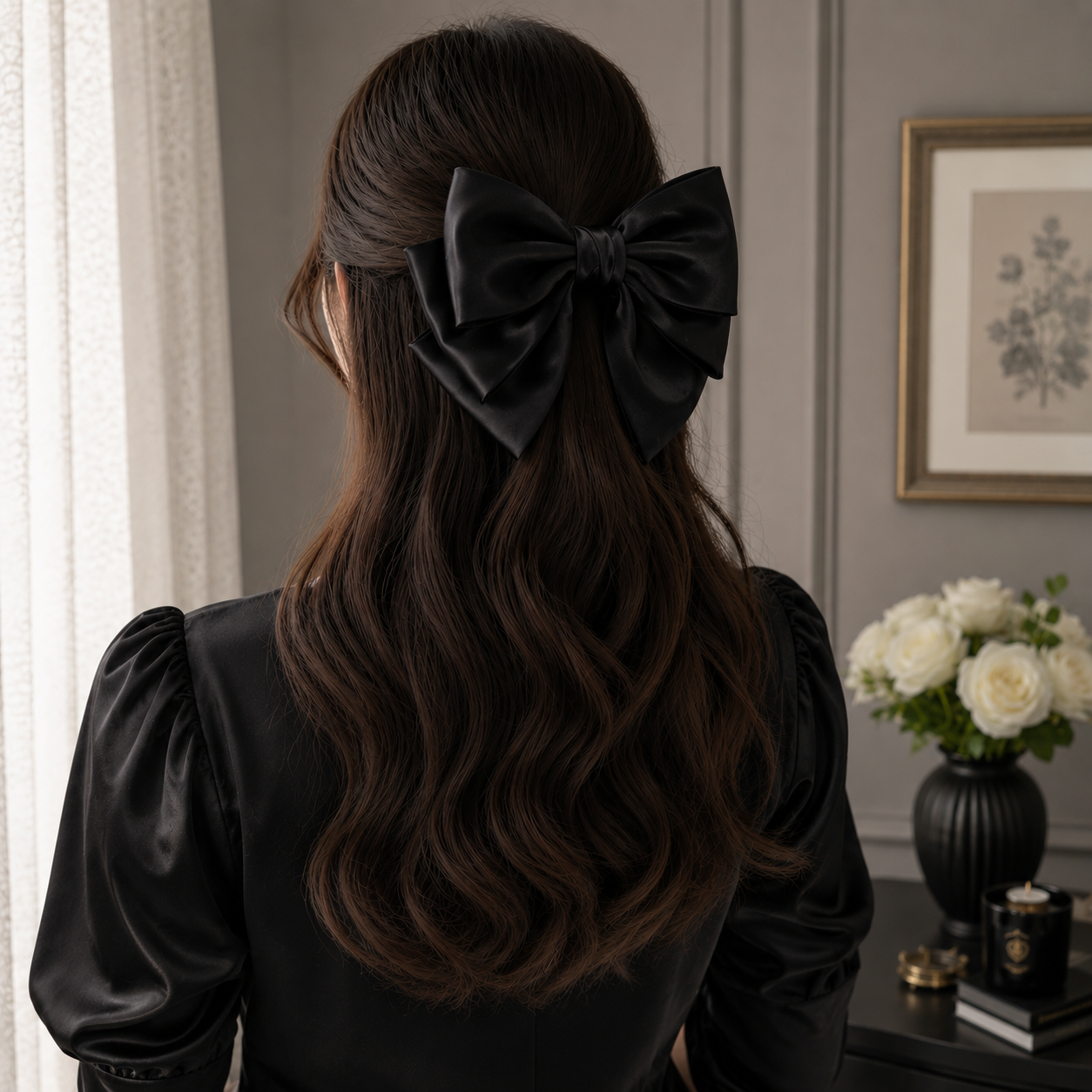 Premium Silk Hair Bow Clips for Women & Girls
