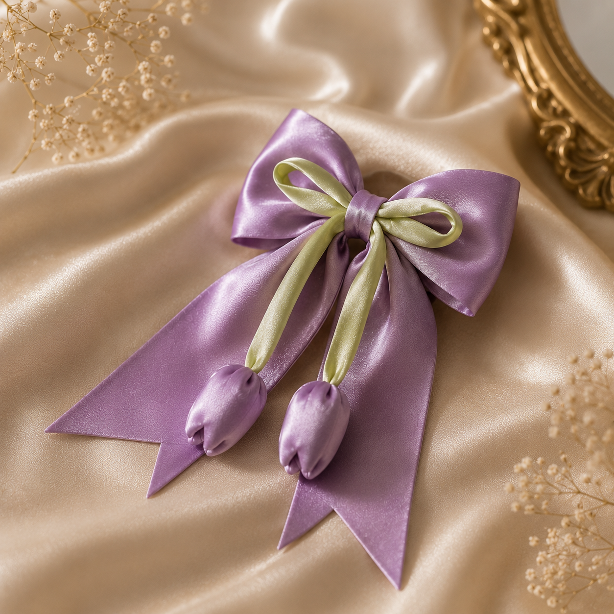 Elegant Silk Tulip Bow Hair Clip for Women & Girls - Image 4